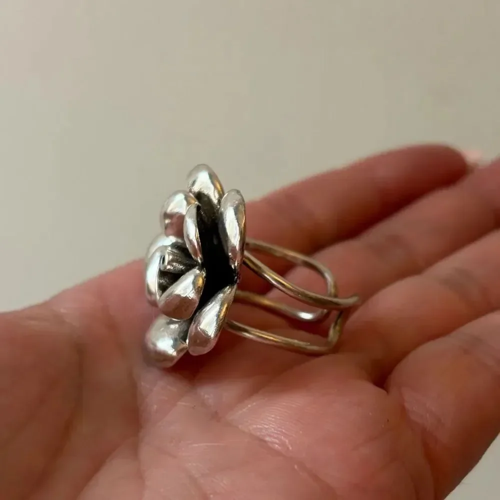The Antique inspired oversized flower ring adjustable